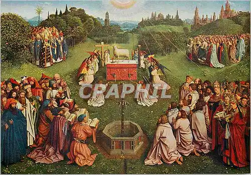 Cartes postales moderne Gent Saint Baafskathedraal Van Eyck Het Lam Gods L'Adoration de l'Agneau Mystique