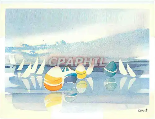 Cartes postales moderne Cartina Regates dans la Baie Aquarelle de Pascale Crozel