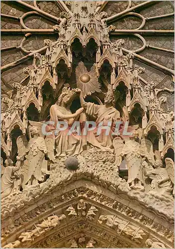 Moderne Karte Cathedrale de Reims (XIIIe Siecle) Facade Ouest Portail Central Le Couronnement de la Vierge