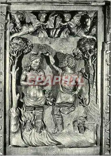 Moderne Karte L'Eglise de Montreal (Yonne) Les Stalles du XVIe S Le Bapteme du Christ par St Jean Baptiste dan