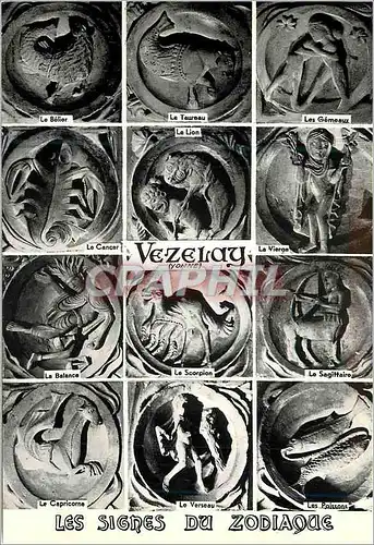 Moderne Karte Vezelay (Yonne) Ces medaillons figurant les douze Signes du Zodiaque se trouvant sur la Voussure