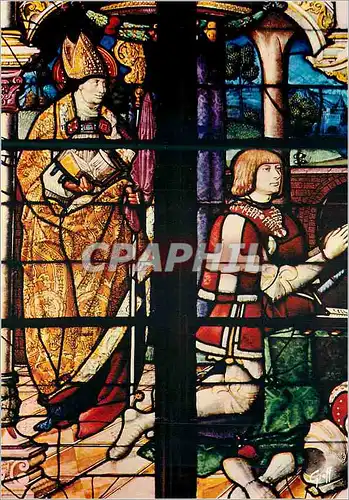 Cartes postales moderne Bourg en Bresse (Ain) Eglise de Brou Vitrail de Philibert le Beau Agenouille pres de son Patron