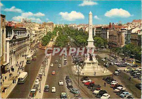 Moderne Karte Lisboa Place des Restauradores et Avenue de la Liberte