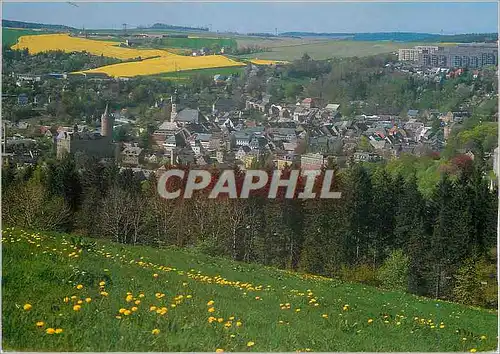 Moderne Karte Zschopau Erzgebirge Blick auf die Altstadt mit SchloB Wildeck