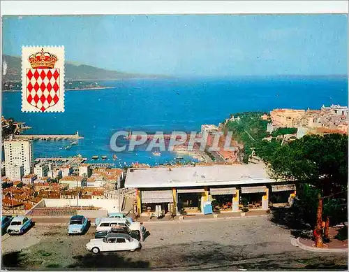 Moderne Karte Principaute de Monaco Soleil de la Cote d'Azur Le Port vu du Jardin Exotique