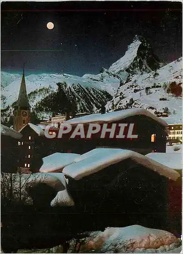 Cartes postales moderne Zermatt alte Dorfpartie bei Nacht