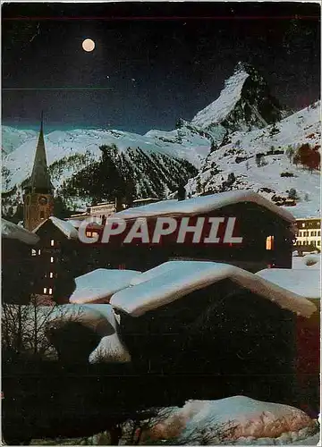 Moderne Karte Zermatt alte Dorfpartie bei Nacht