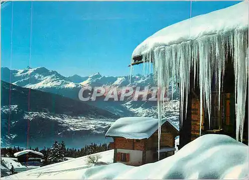 Cartes postales moderne Crans Montana (alt 1500 2600 m) Les Plans Mayens et les Alpes
