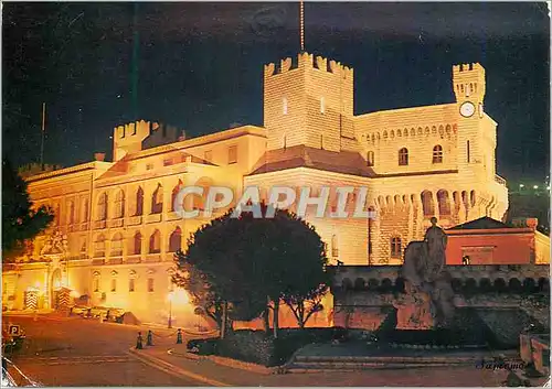 Moderne Karte Principaute de Monaco Le Palais du Prince Rainier III (Vue de nuit)
