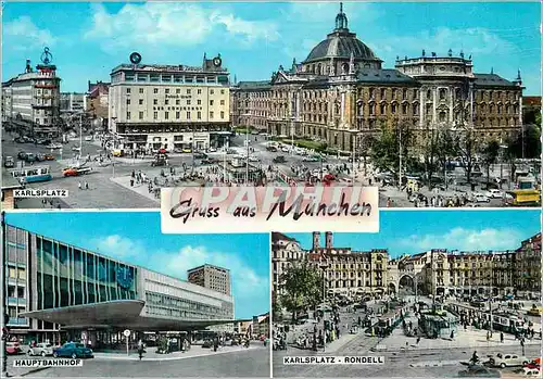 Cartes postales moderne Grus aus Munchen Karlsplatz Hauptbahnhof Karlsplatz Rondell Tramway