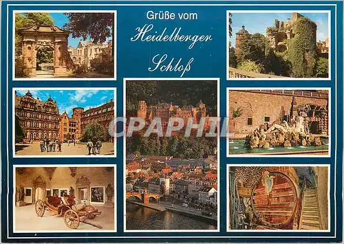 Cartes postales moderne Heidelberg SchloB links Elizabethentor SchloBhof Prachtkutsche