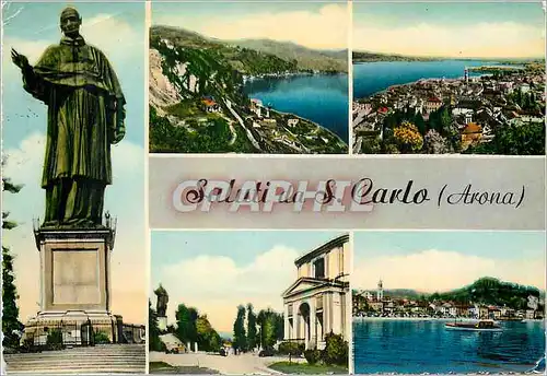 Moderne Karte Saluti da S Carlo (Arona)
