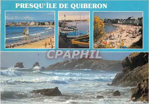 Moderne Karte Presqu'Ile de Quiberon (Morbihan) La Bretagne en Couleurs la Plage de Port Maria Port Haliguen S