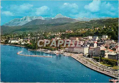 Moderne Karte Evian les Bains Vue Aerienne sur le Lac la Promenade et le Port