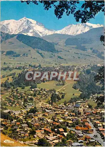 Moderne Karte Megeve (Hte Savoie) alt 1113m Vue Generale Massif du Mont Blanc (4807m)