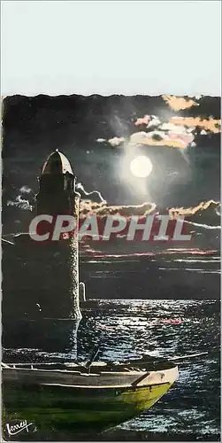 Cartes postales moderne Collioure (P O) Clair de Lune la Cote Vermeille Phare Bateau