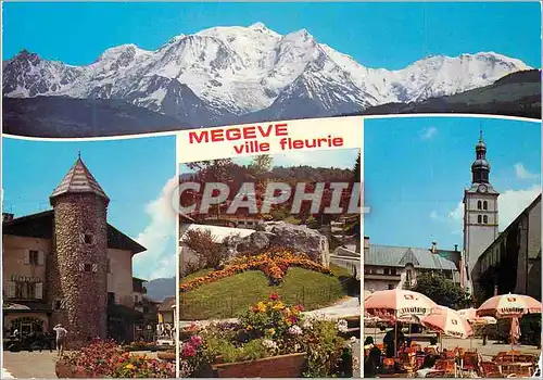 Moderne Karte Megeve (Haute Savoie) altitude 1113 2000m et le Massif duMont Blanc 4807m