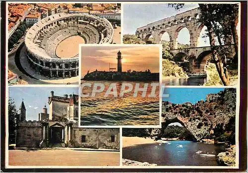 Cartes postales moderne Le Gard Touristique le Pont du Gard les Arenes de Nimes le Phare du Grau du Roi