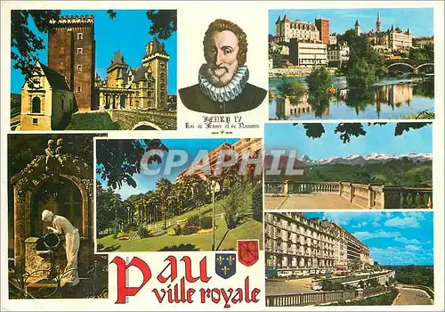 Moderne Karte Souvenir de Pau Ville Royale les Pyrenees Henri IV