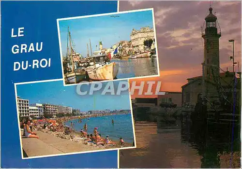 Cartes postales moderne Le Grau du Roi (Gard) sa Plage son Port son Phare