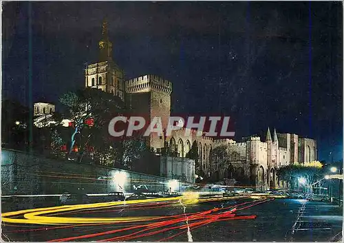 Moderne Karte Avignon (Vaucluse) la Nuit Notre Dame des Doms la Tour Campane et le Palais des Papes