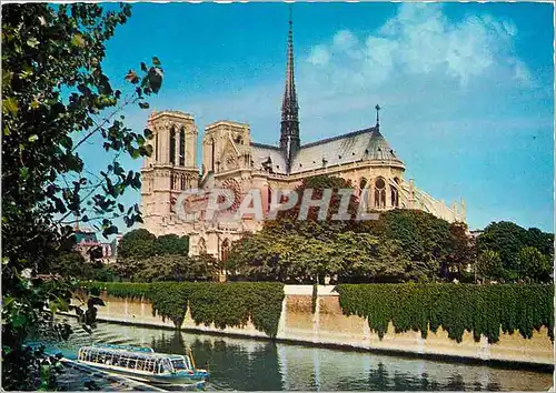Cartes postales moderne Paris Notre Dame sur le Petit Bras de la Seine vue du Quai de Montebello Bateau Peniche