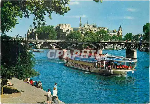 Moderne Karte Paris le Pont des Arts et l'Ile de la Cite Bateau Peniche