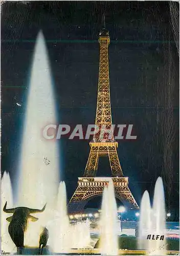 Moderne Karte Paris la Tour Eiffel et les Bassins Illumines