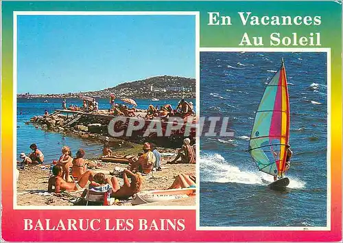 Cartes postales moderne Balaruc les Bains (Herault) la Plage et le Mont St Clair de Sete en Arriere Plan