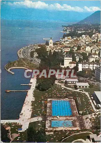 Moderne Karte Evian les Bains (Haute Savoie) les Bords du Leman et la Ville Piscine