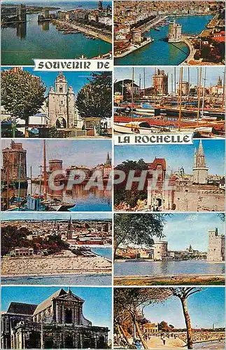 Cartes postales moderne la Rochelle (Char Marit) de Gauche a Droite le Port le Cours Wilson un Coin du Port