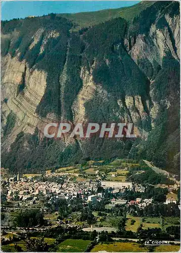 Moderne Karte Bourg d'Oisans (Isere) Vue Generale et la Montagne de Pregentil