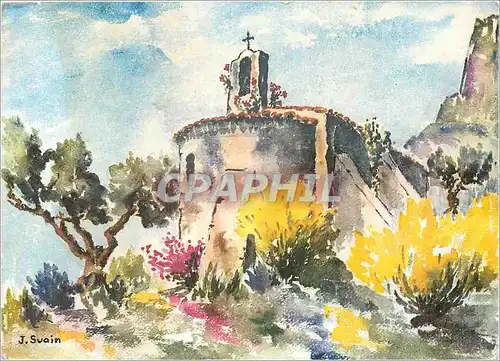 Moderne Karte Les Aquarelles de Provence Cote d'Azur Chapelle dans les Fleurs