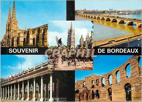 Cartes postales moderne Bordeaux (Gironde) Couleurs et Lumiere de France Cathedrale Saint Andre Le Pont de Pierre Le Gra