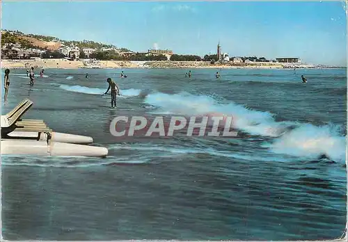 Moderne Karte Sete (Herault) La Plage de la Corniche Pedalo