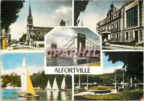 Cartes postales moderne Alfortville Image de France L'Eglise La Mairie Les Regates Le Square Bateaux