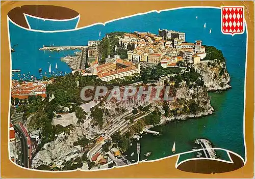 Moderne Karte Principaute de Monaco Reflets de la Cote d'Azur Le Rocher avec le Palais Princier Le Musee Ocean
