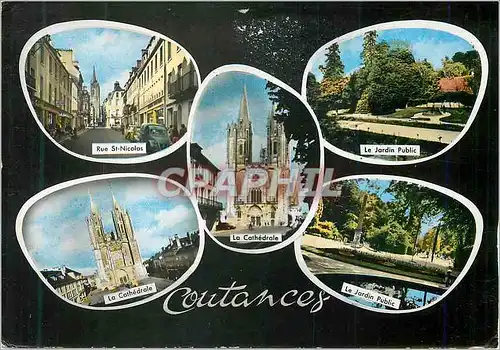 Moderne Karte Coutances Rue St Nicolas Le jardin public La cathedrale