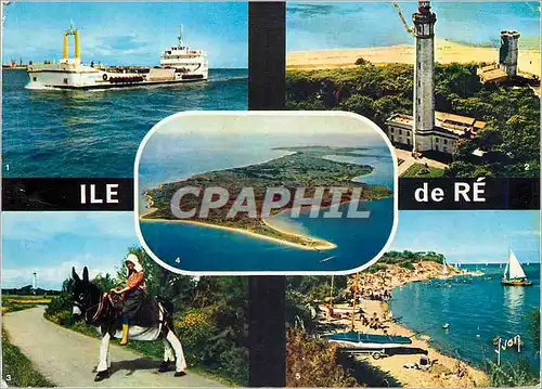 Moderne Karte Ile de Re (Charente Maritime) Couleurs et Lumiere de France Bateau Ane Donkey Phare