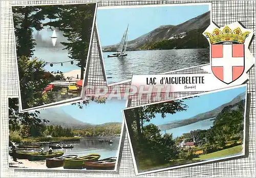Moderne Karte Lac d'Aiguebelette (Savoie) Bateaux