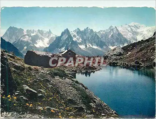 Moderne Karte Chamonix Mont Blanc Le Lac Blanc Les Grandes Jorasses Les Aiguilles et le Mont Blanc