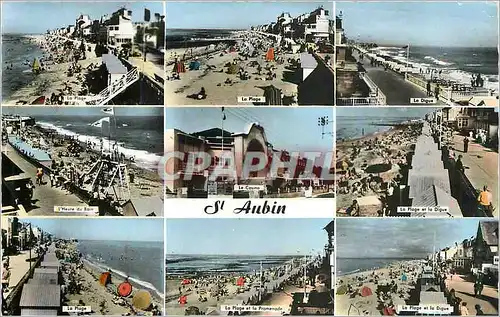Moderne Karte Souvenir de Saint Aubin sur Mer La plage La digue L'heure du bain Le casino