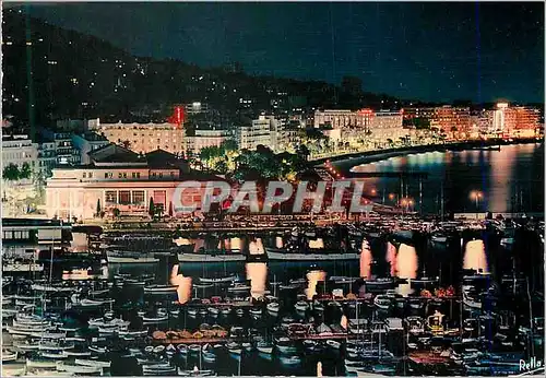 Moderne Karte Cannes La Cote d'Azur La Nuit Le Port Le Casino et la Croisette