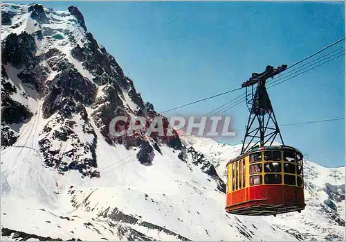 Moderne Karte Chamonix Mont Blanc Depart de la Benne du plan de l'Aiguille vers le Sommet de l'Aiguille du Mid