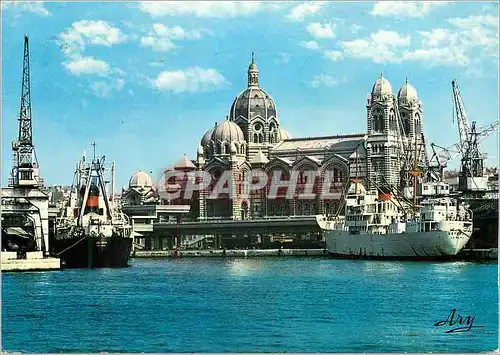 Moderne Karte Marseille La Cathedrale et Quais de la Joliette Bateaux