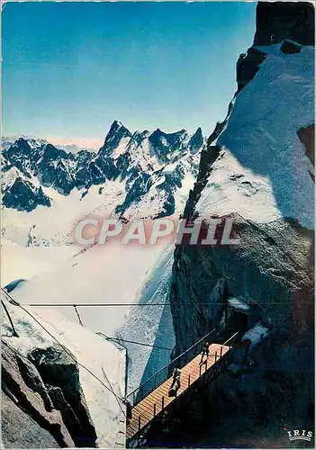 Moderne Karte Chamonix Mont Blanc Telepherique de l'Aiguille du Midi (3842 m) le plus haut du Monde La Passere