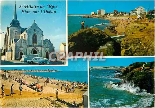 Moderne Karte Saint Hilaire de Riez Sion sur Ocean La Vendee Touristique L'Eglise les Plages et la Cote Sauvag