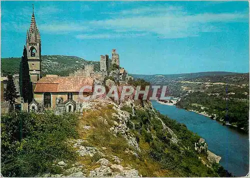 Cartes postales moderne Les Vieux Village d'Aigueze (Gard) Les Gorges de l'Ardeche dominant la Riviere