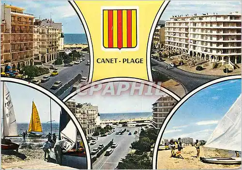 Moderne Karte Canet Plage (P O) En Parcourant la Cote Vermeille Bateaux