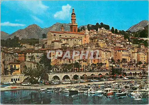 Moderne Karte Menton La Cote d'Azur La Perle de la France La Vieille Ville Bateaux